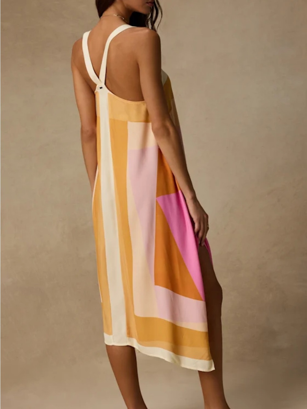 O'Neill Cream, Mustard & Peach Colorblock Midi Dress/Coverup - Picture 4 of 7